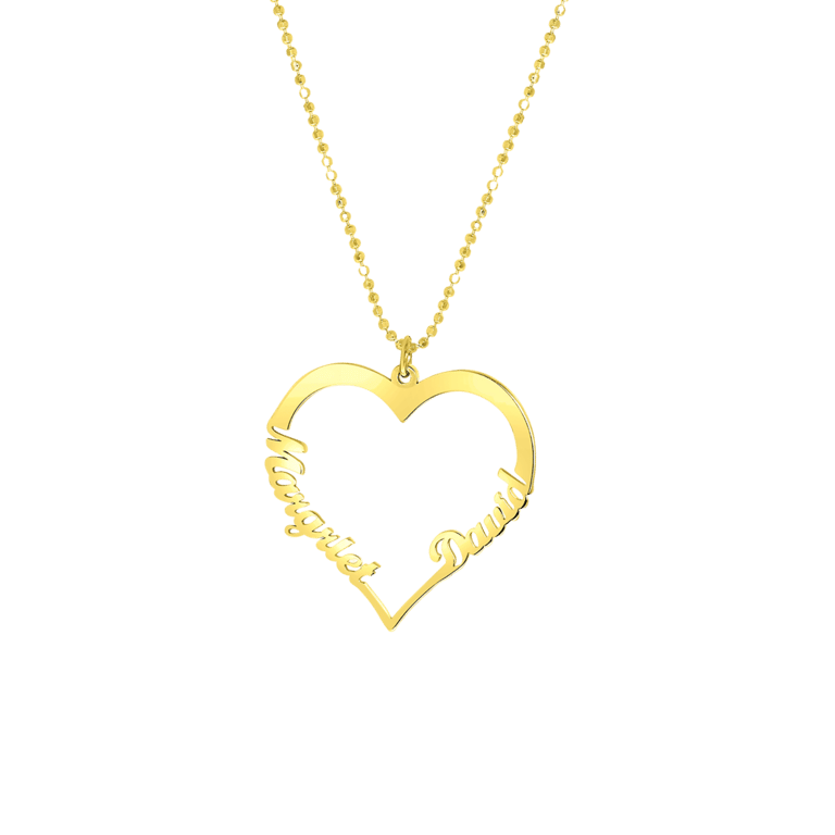 Namenskette, 925 Silber, gold, offenes Herz
