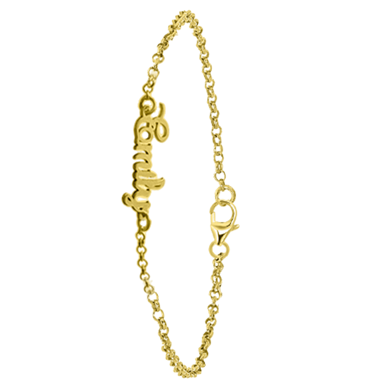Zilveren naamarmband goldplated elegant