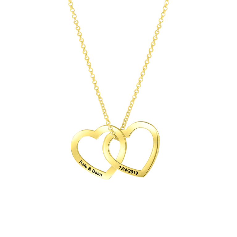 Kette, 925 Silber, gold, Herzchen, Gravur