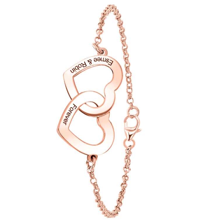 Zilveren roséplated armband hart voor dames