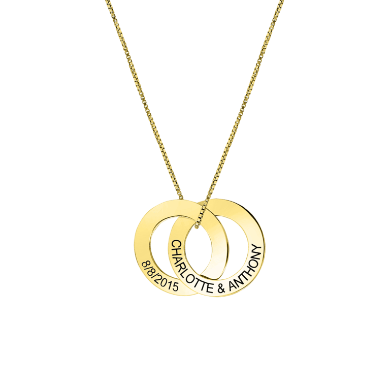 Kette, 925 Silber, gold, 2 Ringe, Gravur