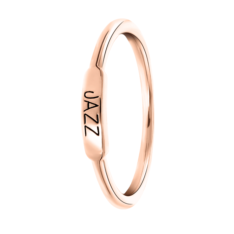 Zilveren ring roseplated bar zwarte gravering