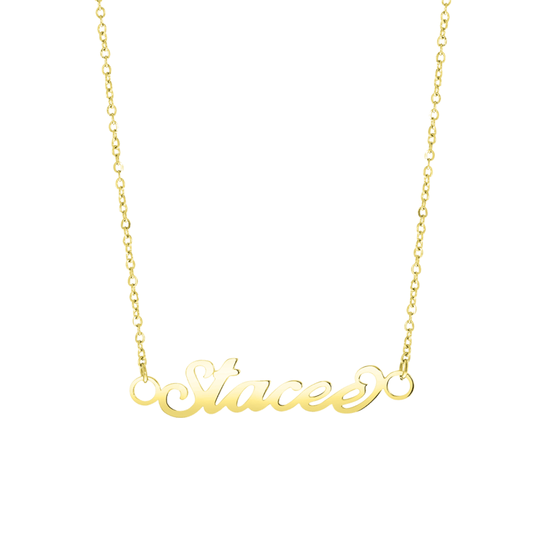 Stalen goldplated naamketting voor dames