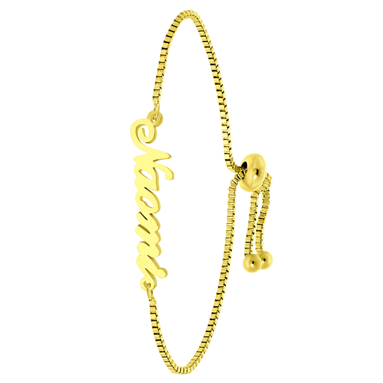 Stalen goldplated naamarmband voor dames