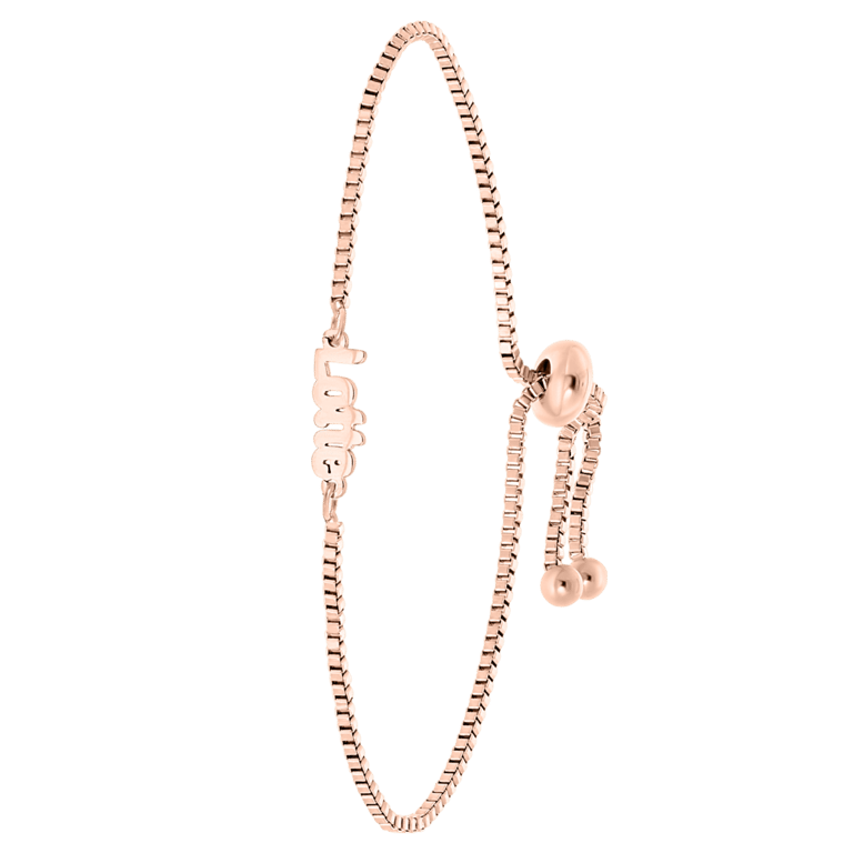 Stainless steel roséplated naamarmband voor dames