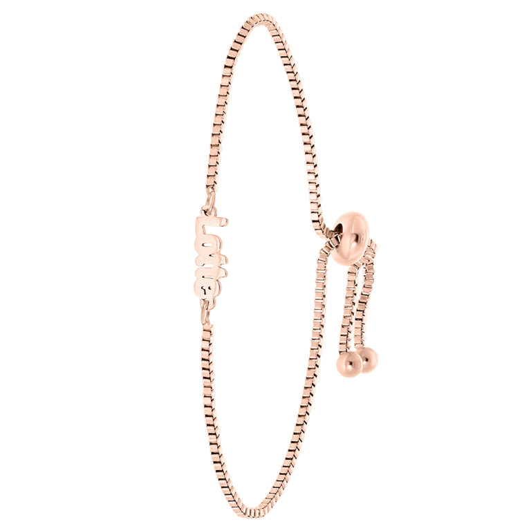 Stalen roséplated naamarmband voor dames