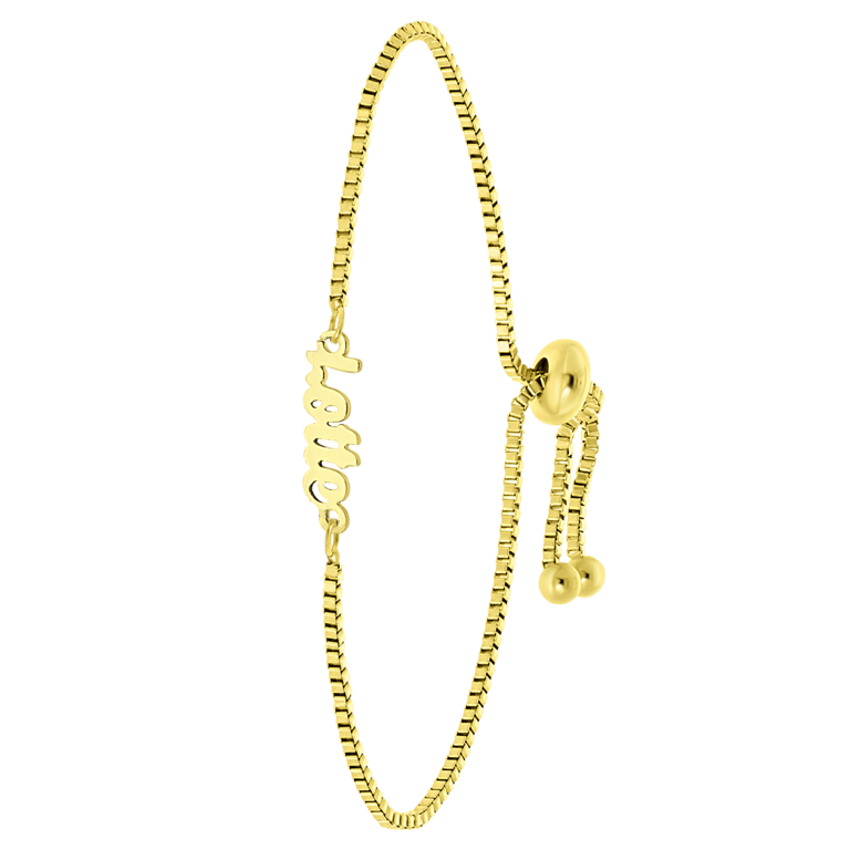 Stalen naamarmband goldplated minimalistisch cursief