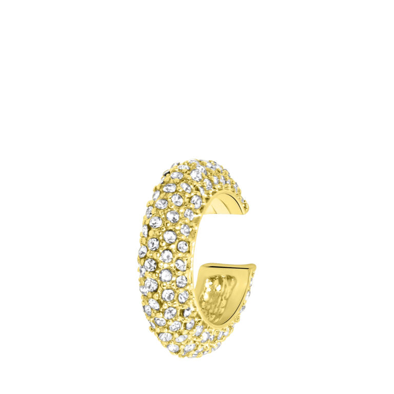 Goudkleurige byoux earcuff met steentjes