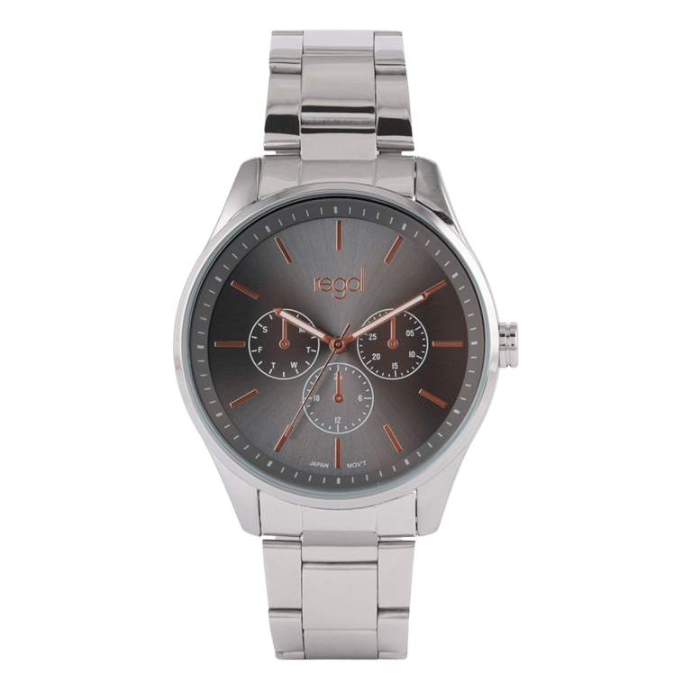 Regal herenhorloge met zilverkleurige band