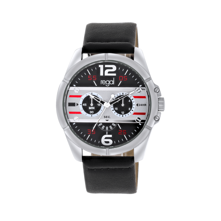 Regal HR sport Heren Horloge Zwart Kunstleer