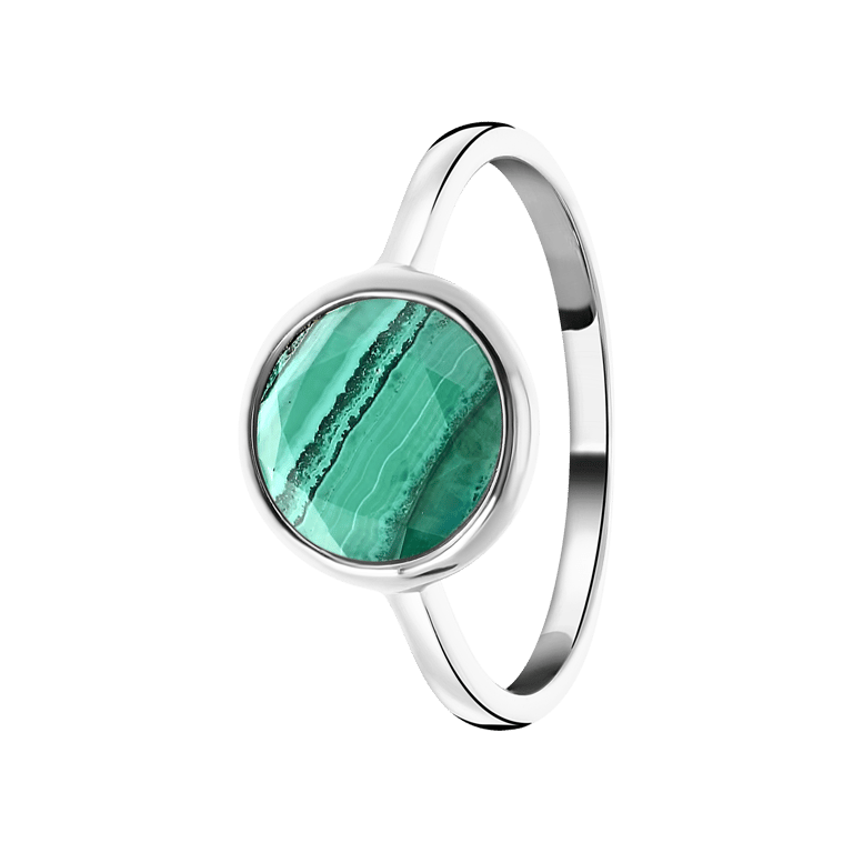 Zilveren ring Gemstone malachite