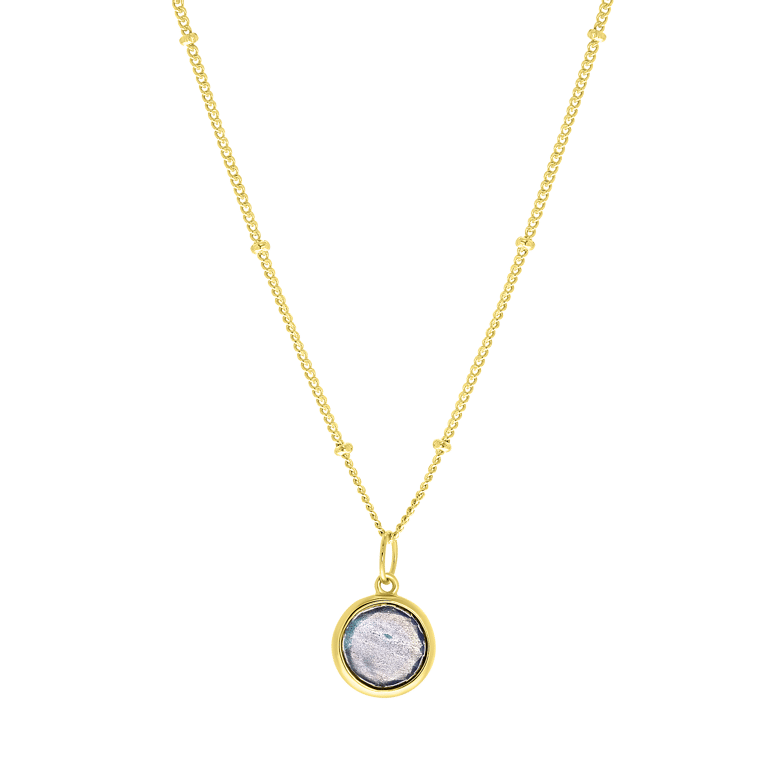 Zilveren ketting&hanger gold Gemstone labradorite