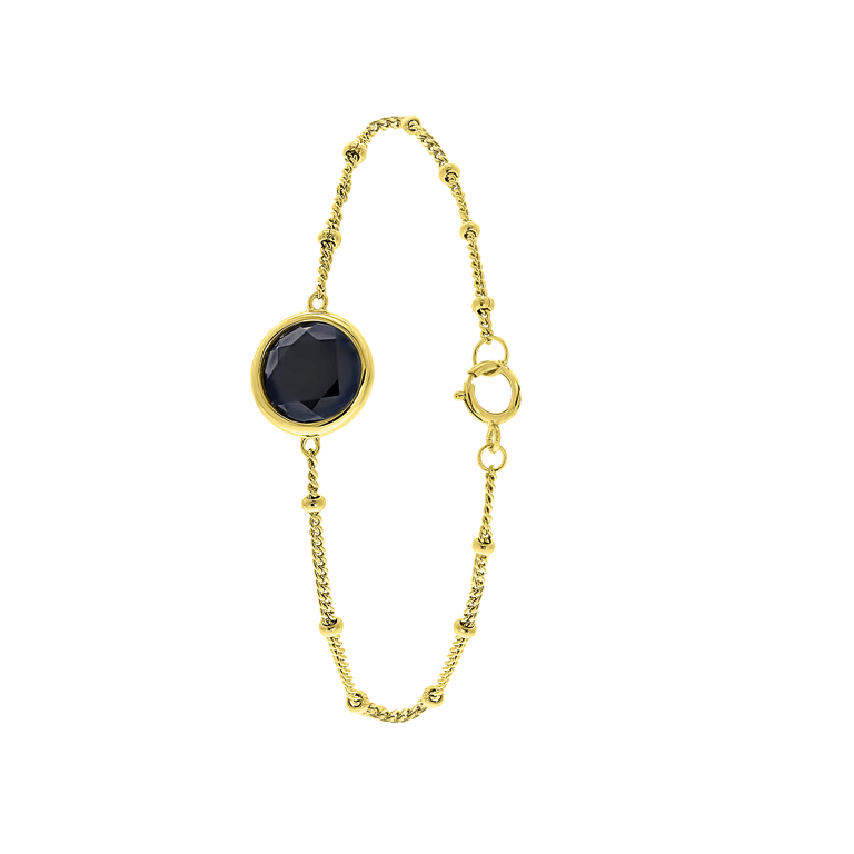 Zilveren armband gold Gemstone black onyx