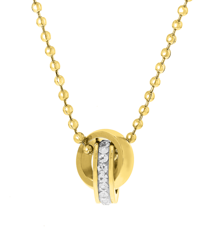 Stalen goldplated kinderketting met hanger met kristal