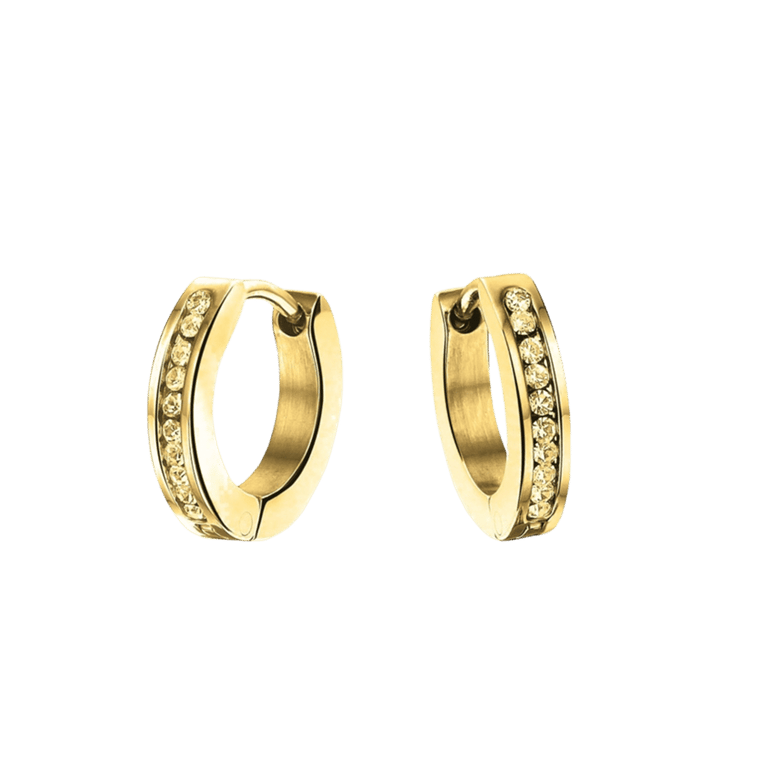 Stalen goldplated kinderoorbellen oorringen met light colorado kristal