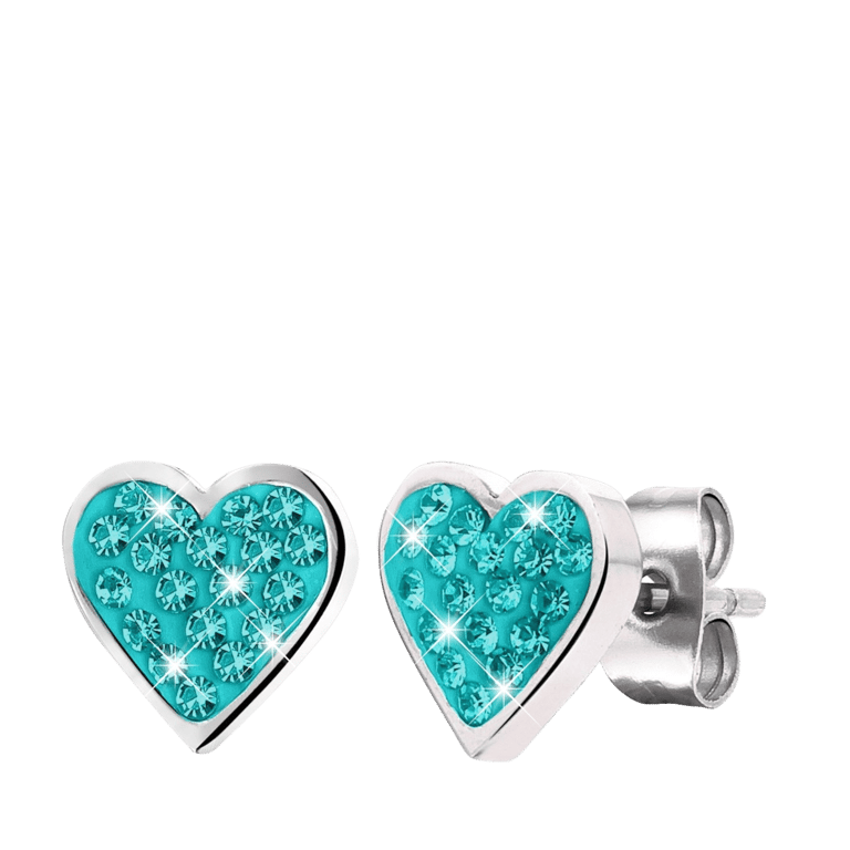 Little Miss Fabulous stainless steel kinderoorbellen hart blue zircon kristal