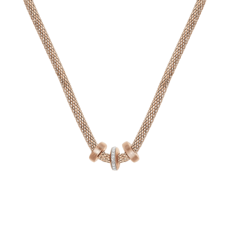 Donna mae stainless steel ketting mesh roseplated met kristal voor dames
