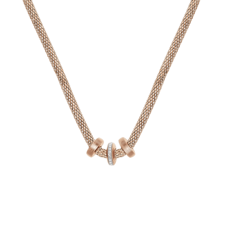 Stalen roséplated ketting met hanger met kristal voor dames