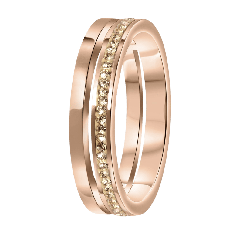 Stalen roséplated ring met kristal voor dames