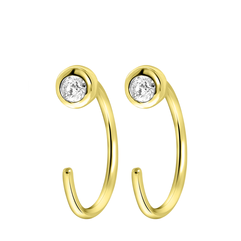 Zilveren oorbellen goldplated zirkonia