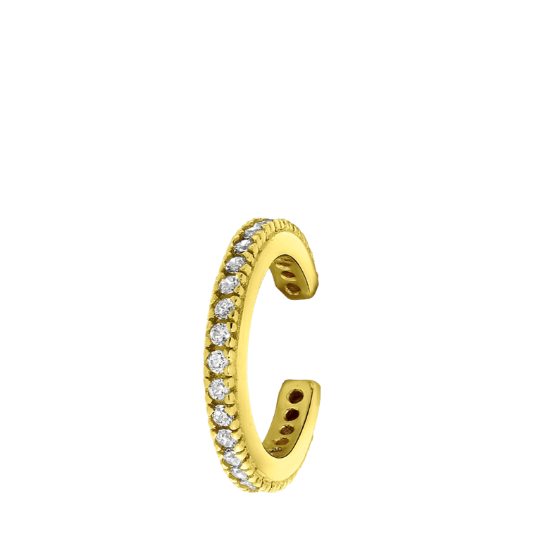 Zilveren earcuff goldplated zirkonia