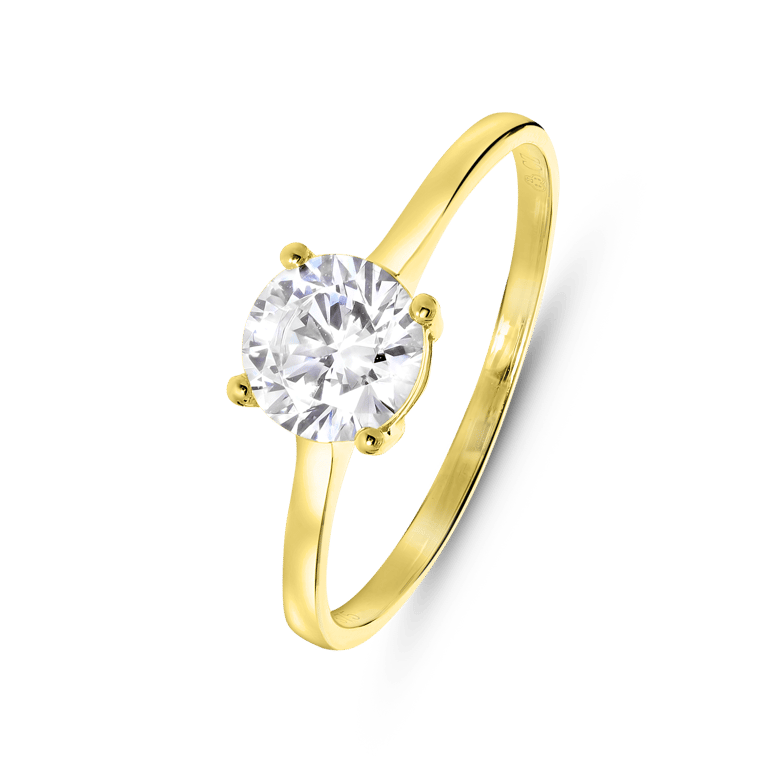 9-Karat-Solitär-Ring mit Zirkonia