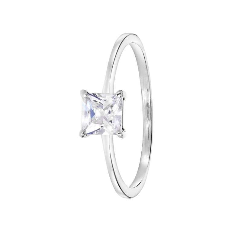 9 karaat witte ring met vierkante zirkonia