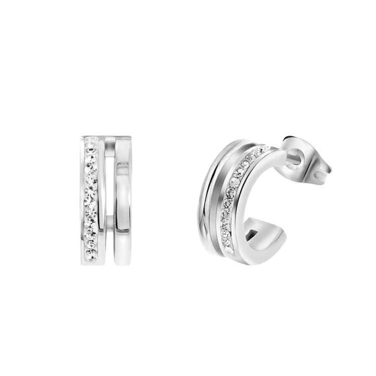 Colours by Kate stainless steel oorringen wit kristal voor dames