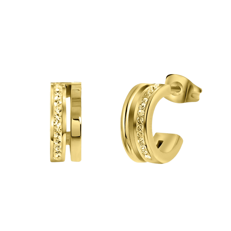 Colours by Kate stainless steel goldplated oorringen light colorado kristal voor dames