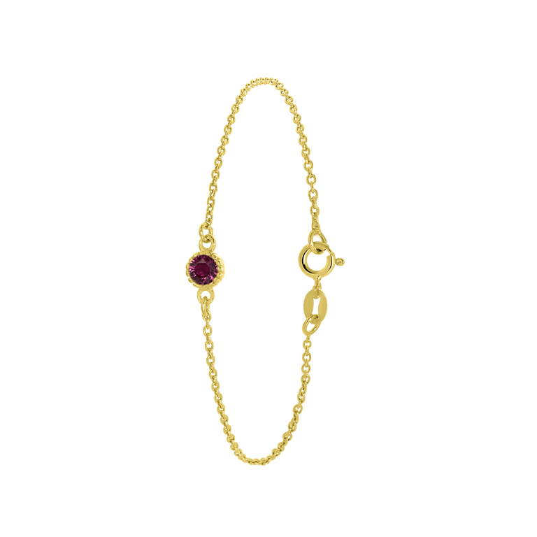 Zilveren goldplated fantasiearmband met geboortesteen voor dames