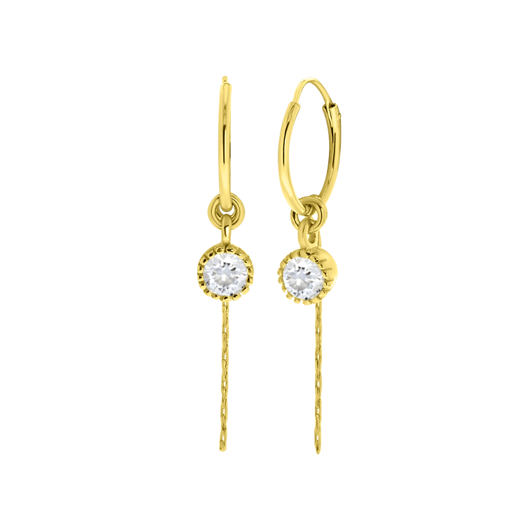 Zilveren goldplated oorringen met hanger geboortesteen voor dames