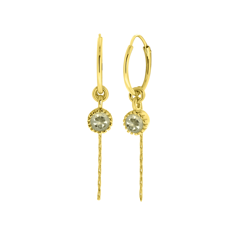 Zilveren oorbellen goldplated geboortesteen