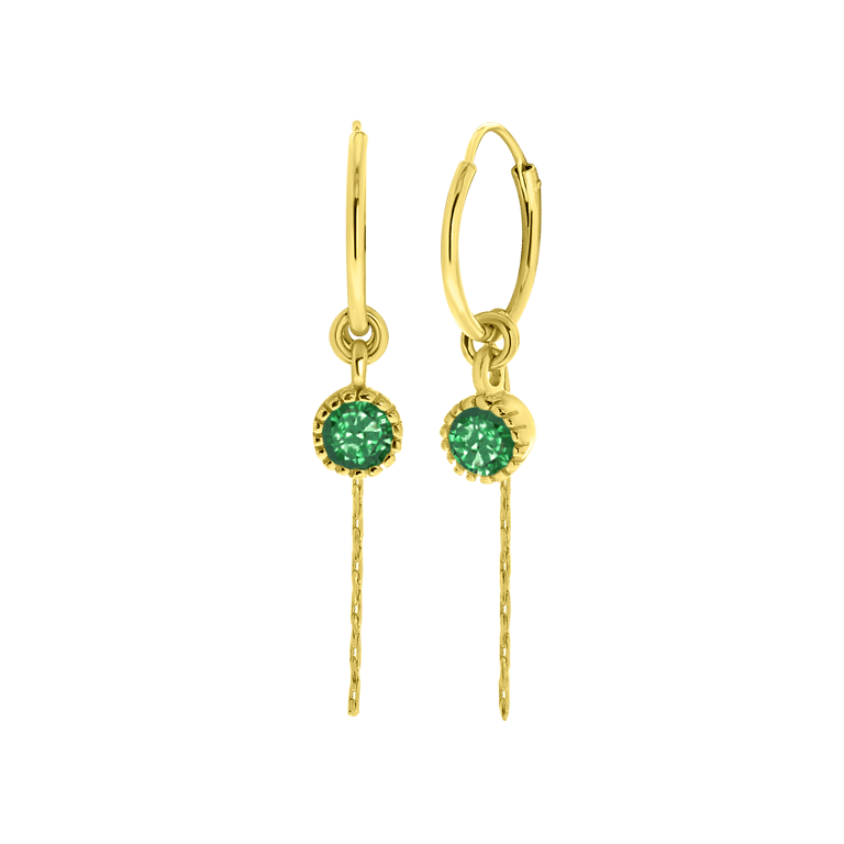 Zilveren oorbellen goldplated geboortesteen