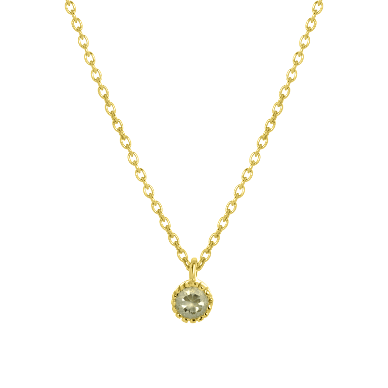 Zilveren ketting&hanger goldplated geboortesteen