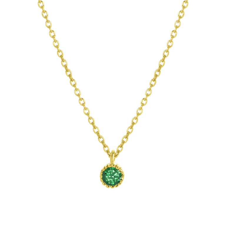 Kette & Anhänger, 925 Silber, vergoldet, Geburtsstein