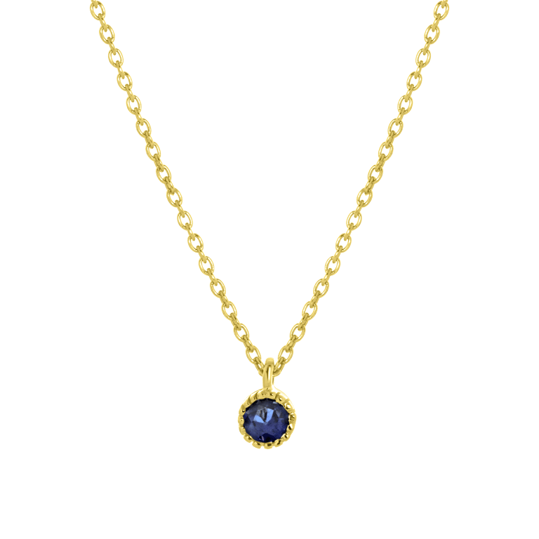 Zilveren ketting&hanger goldplated geboortesteen