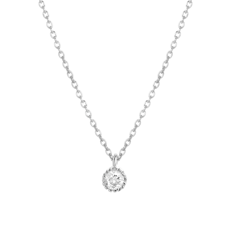 Zilveren ketting&hanger geboortesteen