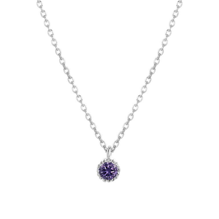 Zilveren ketting&hanger geboortesteen