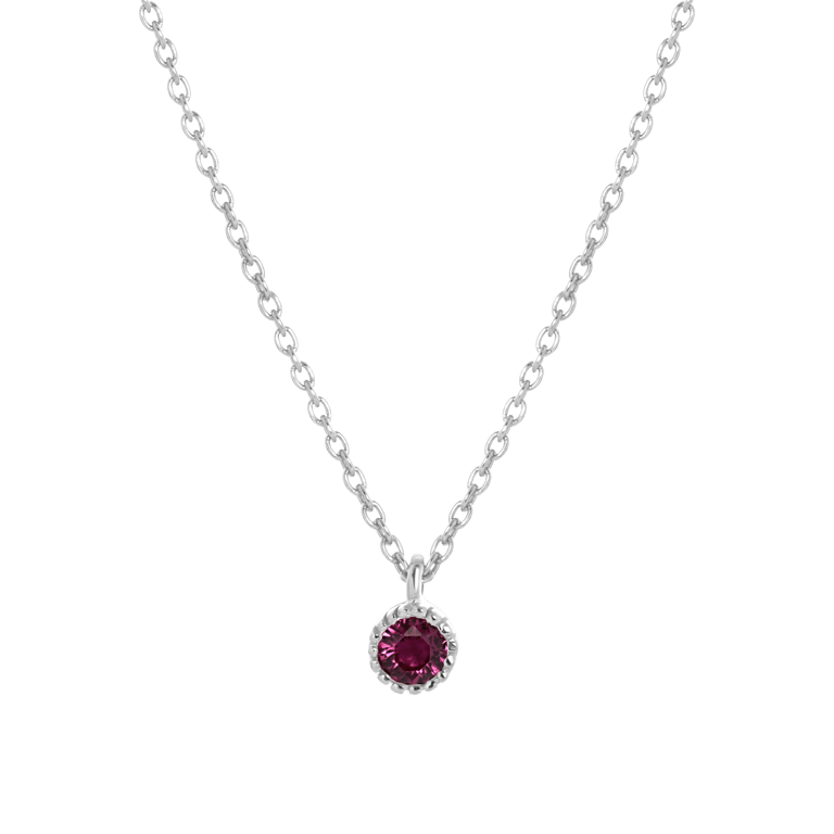 Zilveren ketting&hanger geboortesteen