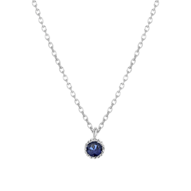 Zilveren ketting&hanger geboortesteen