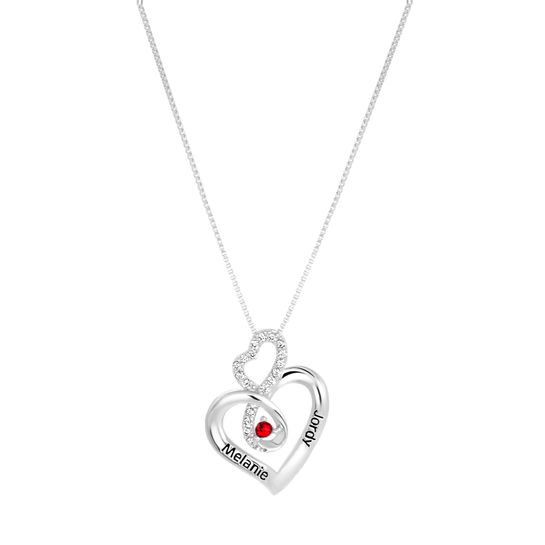Kette, 925 Silber, Herz, Gravur, Geburtsstein