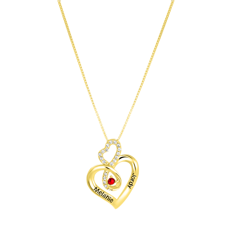 Zilveren goldplated ketting met hanger met geboortsteen hart voor dames