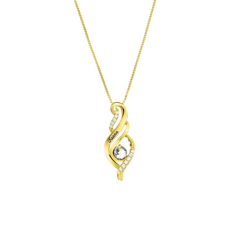 Zilveren goldplated ketting met hanger met geboortsteen voor dames