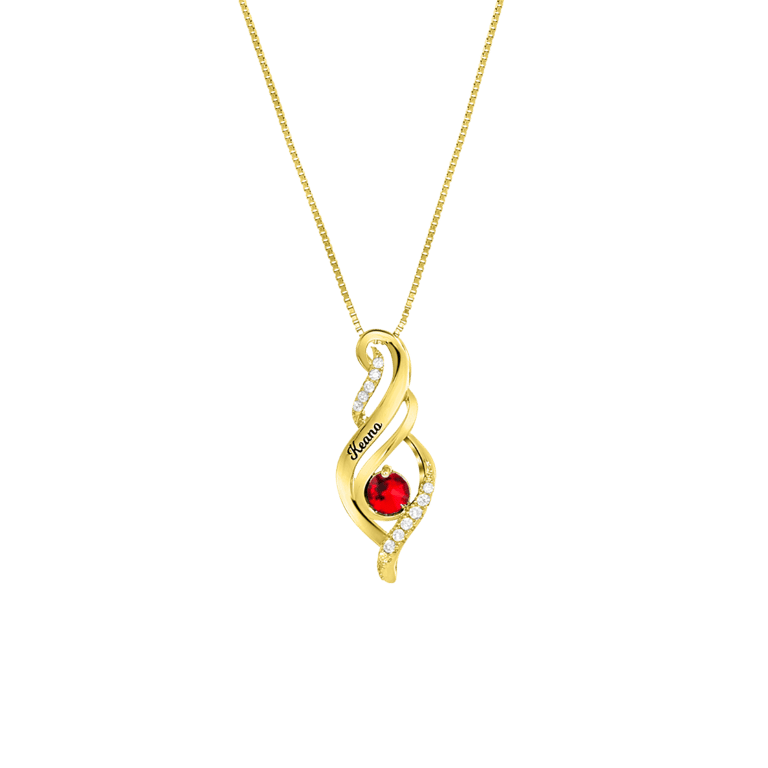 Zilveren goldplated ketting met hanger met geboortsteen voor dames