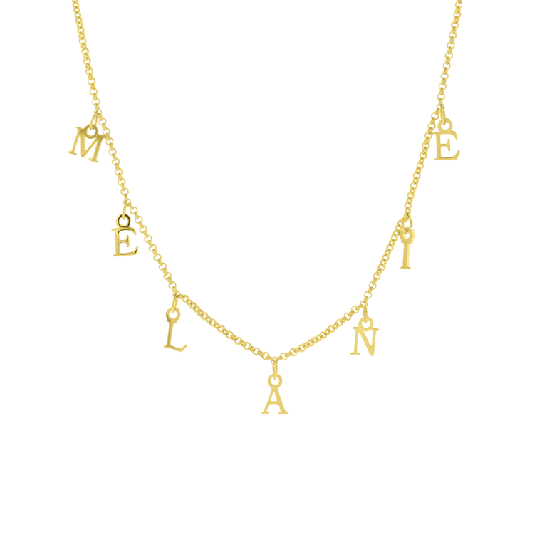 Zilveren goldplated naamketting voor dames