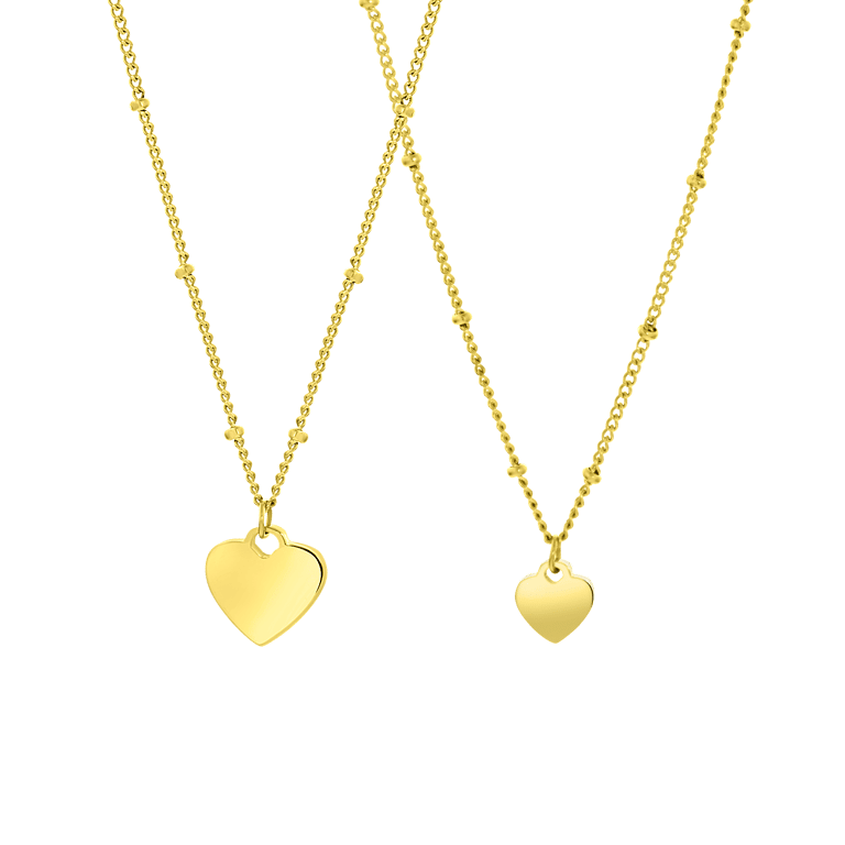 Stainless steel goldplated sieradenset voor dames met plating hart/hart