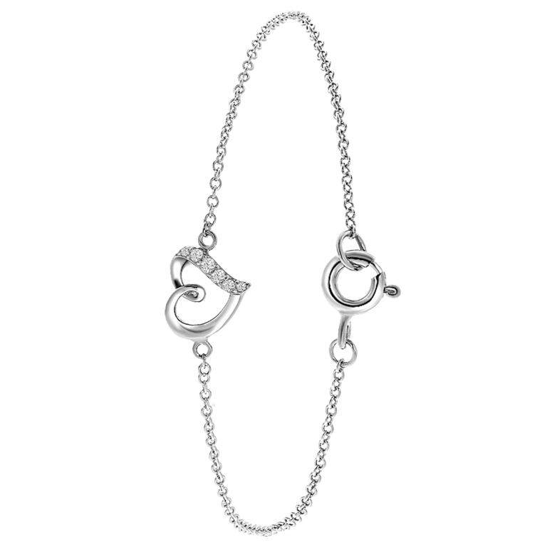 Armband, 925 Silber, Herz mit Zirkonia