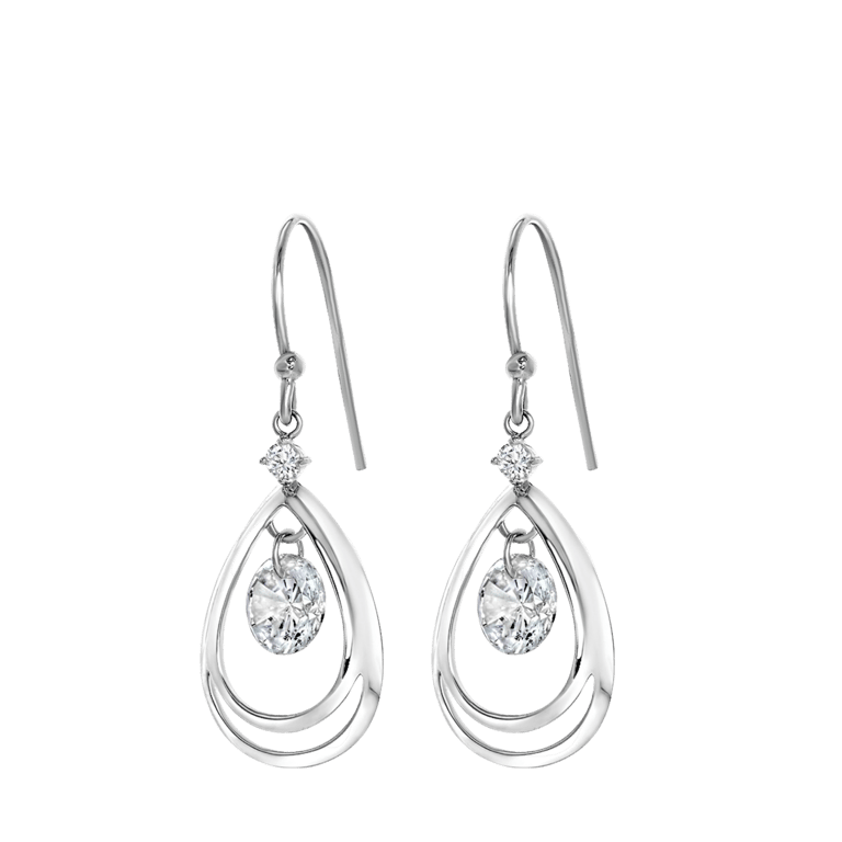 Ohrringe, 925 Silber, Tropfen mit Zirkonia