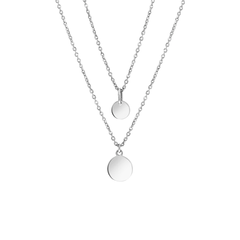 Doppelte Kette, 925 Silber, mit Scheiben