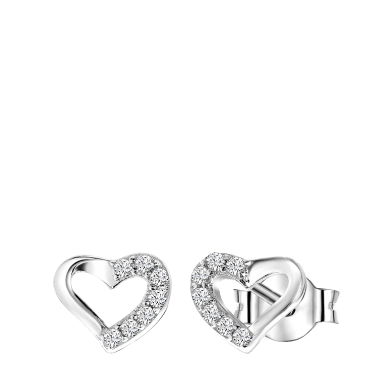 Ohrringe, 925 Silber, Herz, mit Zirkonia